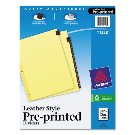 AVERY DENNISON Pre-Printed Dividers, Monthly, Pk12 11328